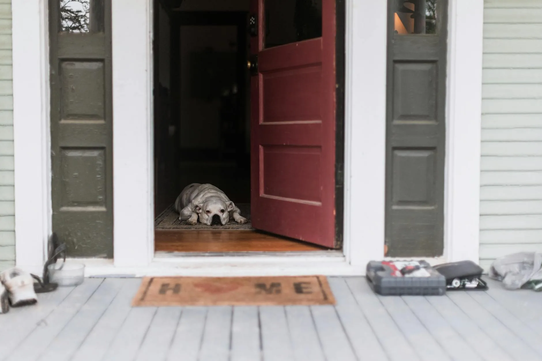 Front door entrance of a UK home with porch