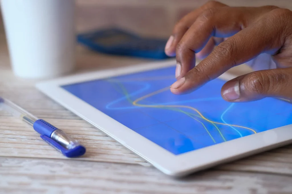 Tablet displaying smart home energy monitoring dashboard
