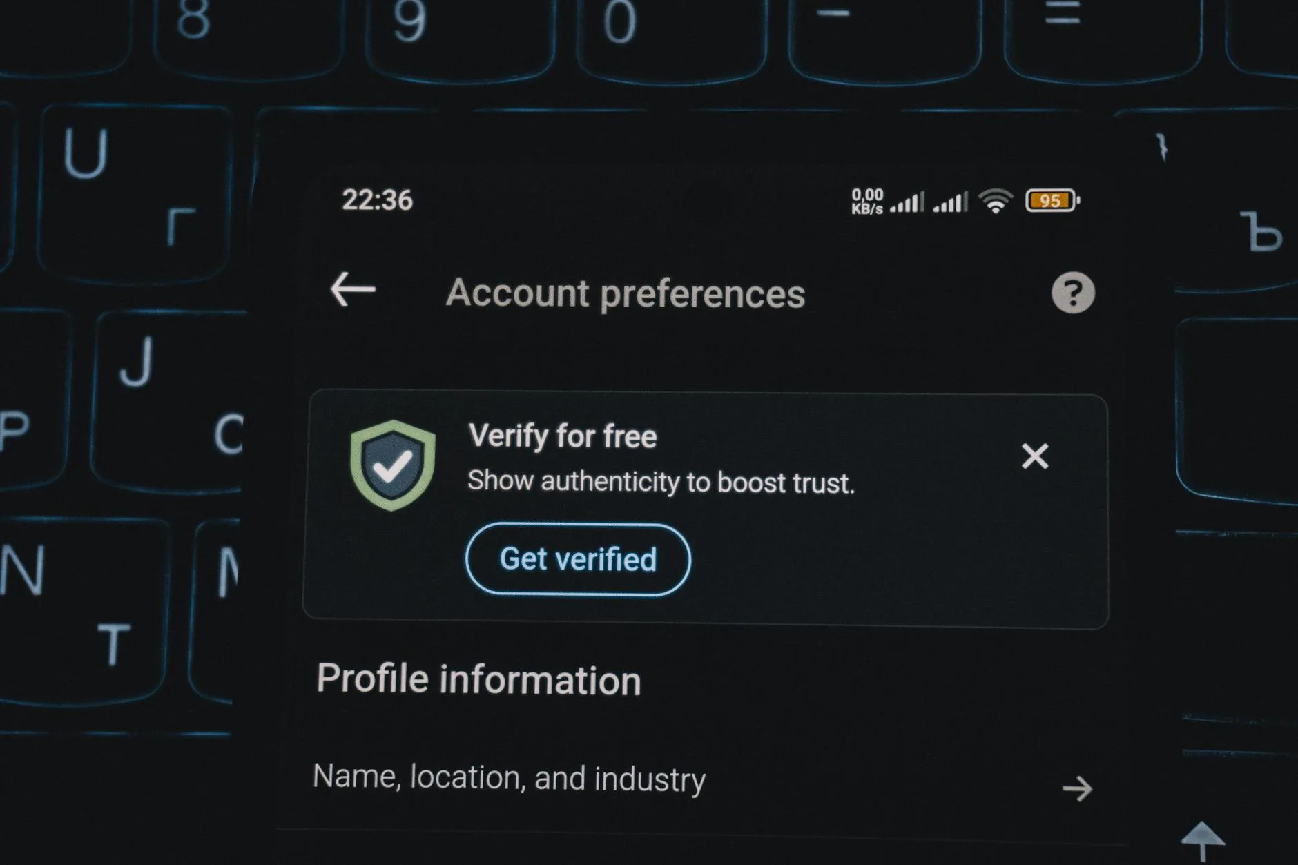 Smartphone showing a notification alert
