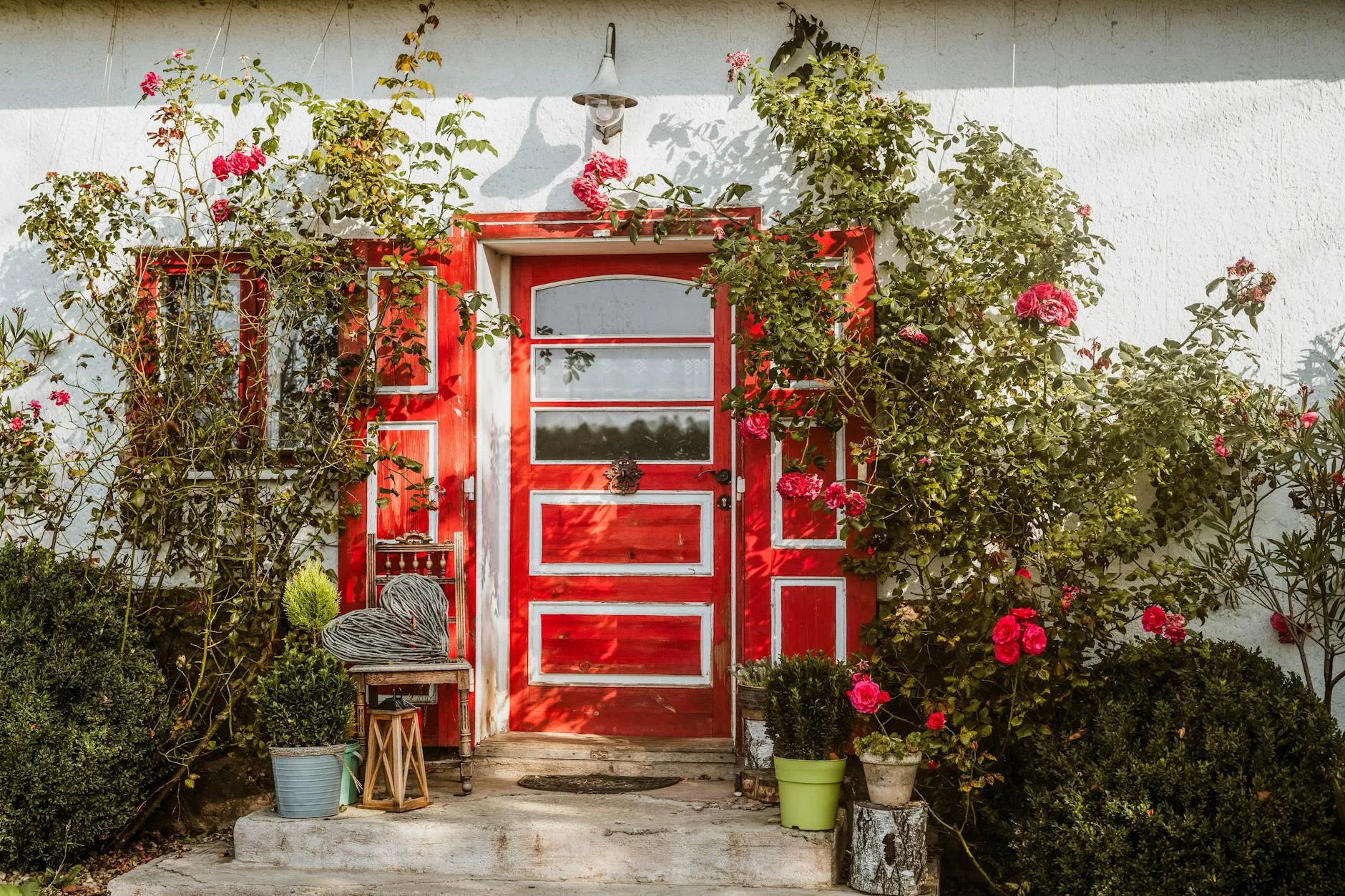 Front door of a UK house showing camera placement area