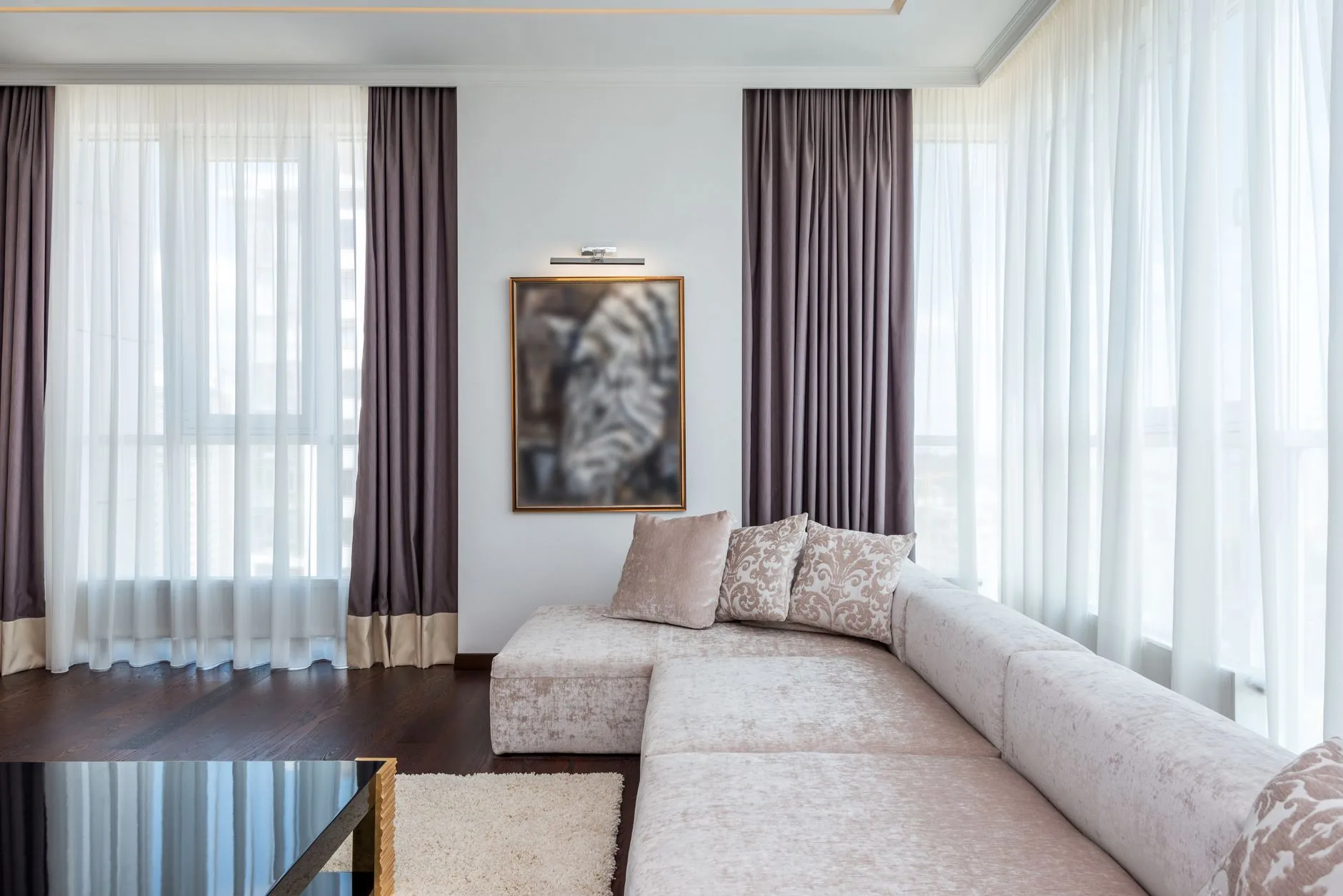 Motorised smart curtains on a living room window
