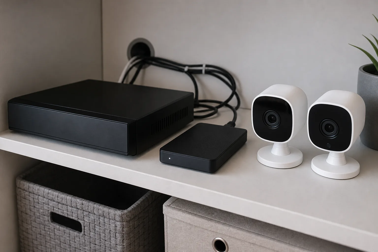 NVR recorder and hard drive for local security camera footage storage