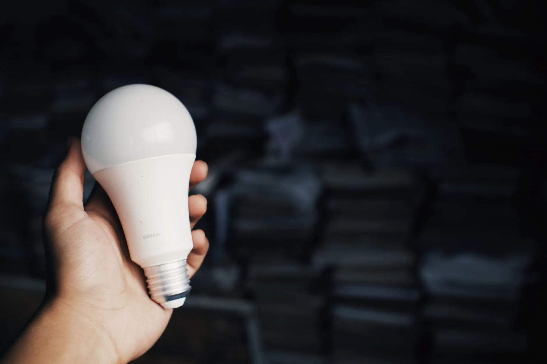 Smart colour bulb lighting in a living room controlled by an app
