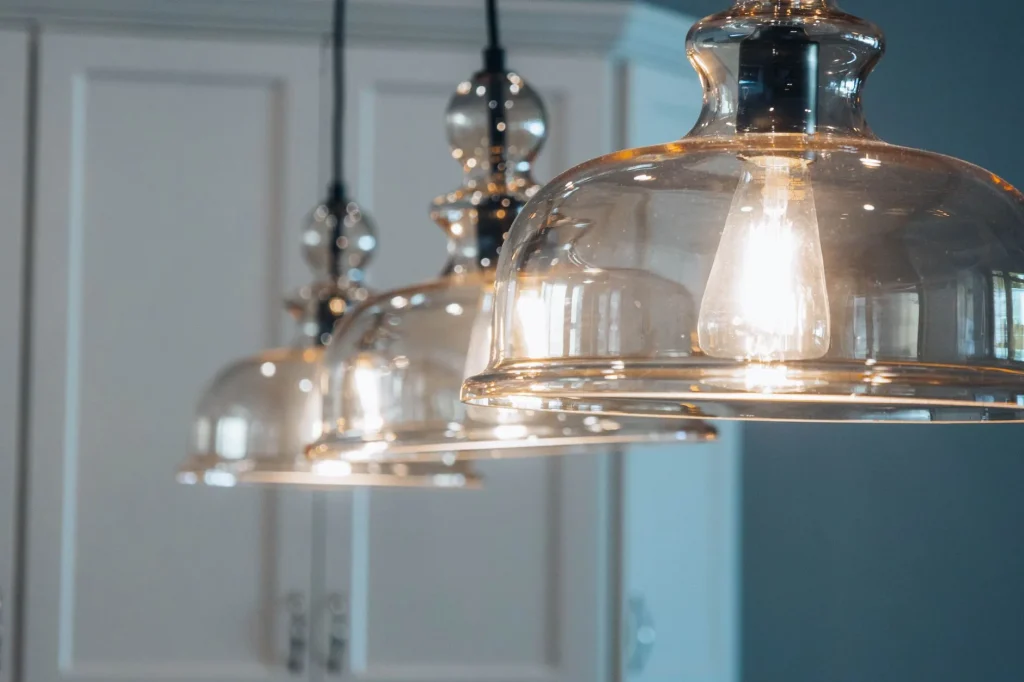 Smart lights glowing in a living room for running cost calculations