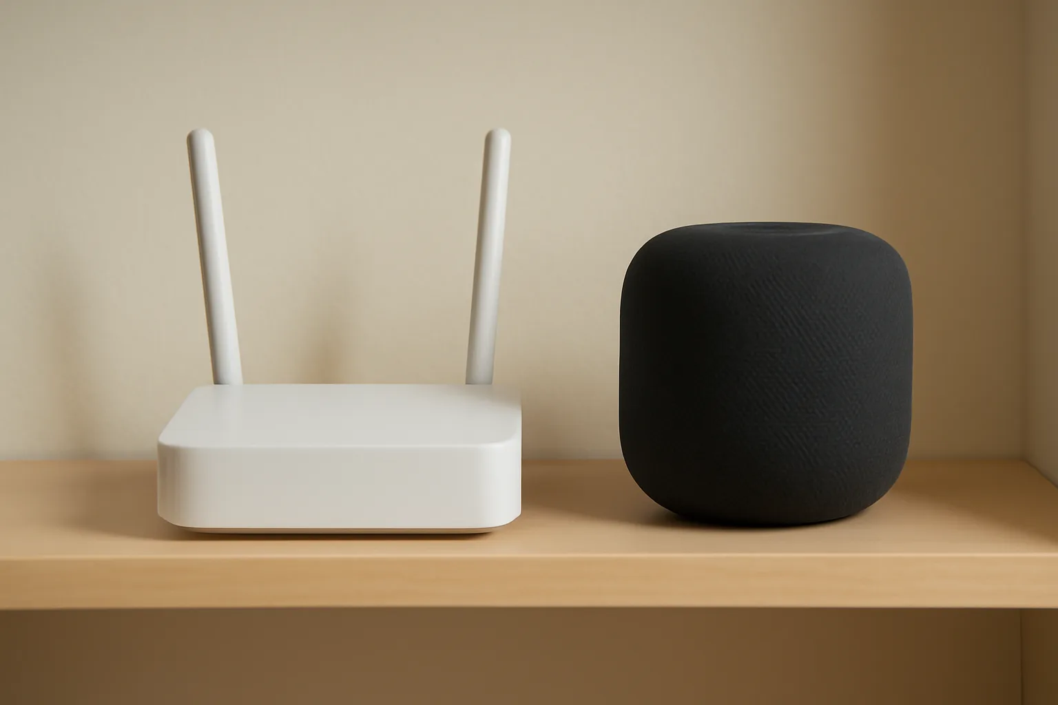 Wi-Fi router near a smart speaker for whole-home audio